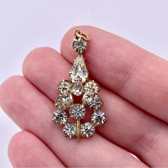 Mid Century Fancy Rhinestone Drop Pendant - Picture 2 of 11